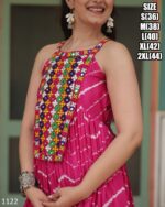 Leheriya Print Work With Kutchi Patchwork Full Flairy Chinon Navratri Anarkali Gown Collection 2024