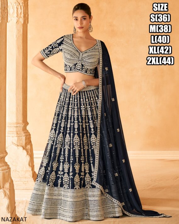 Premium Real Georgette Heavy Embroidered Work Readymade Wedding Lehenga Choli Set