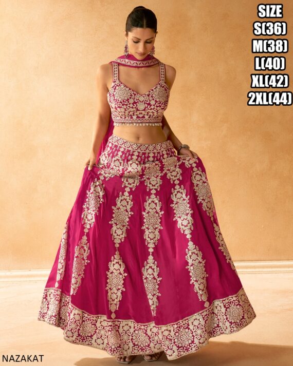 Premium Real Georgette Heavy Embroidered Work Readymade Wedding Lehenga Choli Set