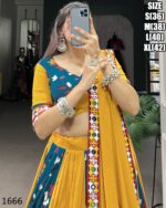 Presenting Our New Original Mirror Gamthi Work Stitch Rayon Navratri Lehenga Choli 2024