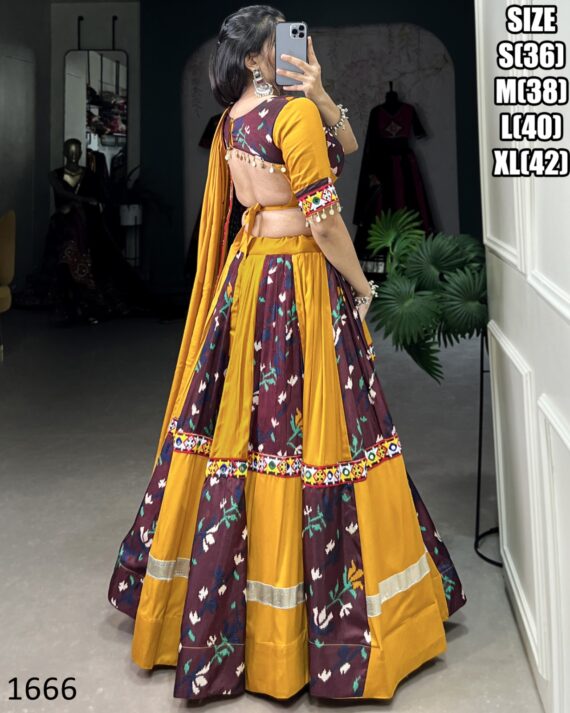 Presenting Our New Original Mirror Gamthi Work Stitch Rayon Navratri Lehenga Choli 2024