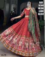 Dola Silk Lehenga Choli Patola Print With Gamthi Work For Women's Navratri Collection 2024