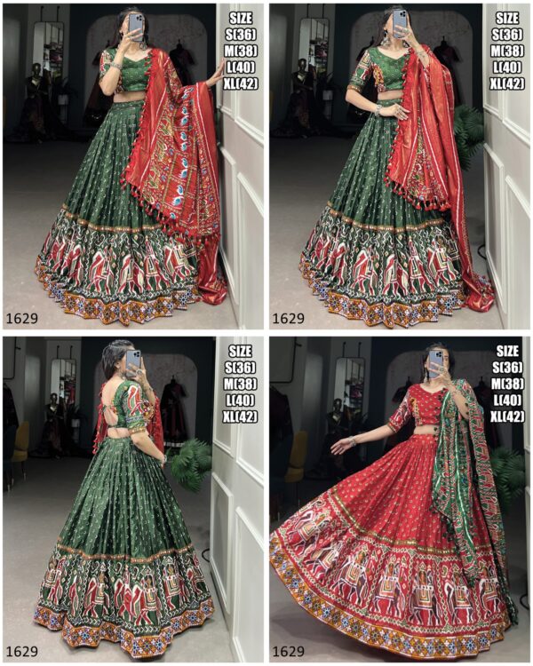 Dola Silk Lehenga Choli Patola Print With Gamthi Work For Women's Navratri Collection 2024