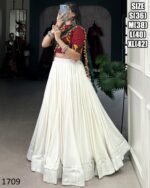 Our New Arrival Designer Kutchi Work In Stitch Rayon Navratri Lehenga Choli