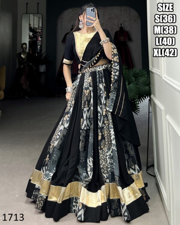 Navratri Festive Charm Printed Rayon Tussar Silk Beautiful Lehenga Choli Set