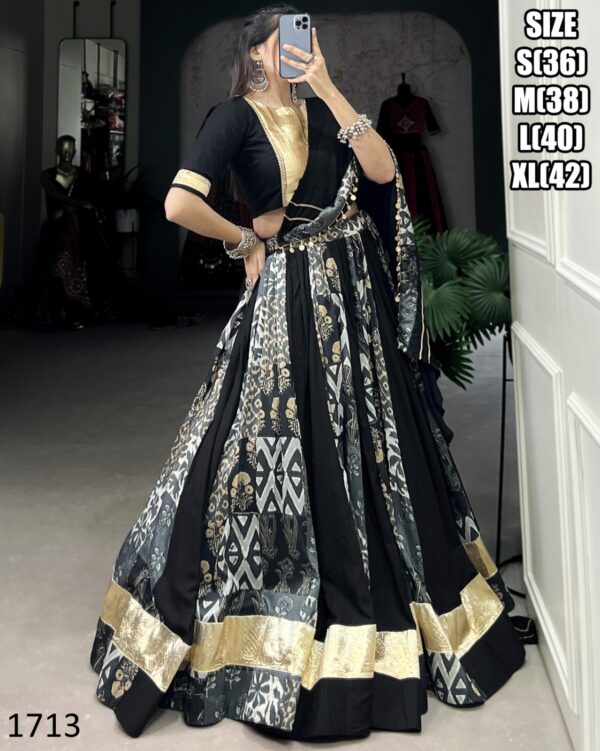 Navratri Festive Charm Printed Rayon Tussar Silk Beautiful Lehenga Choli Set