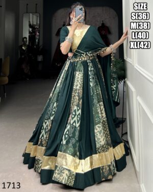 Navratri Festive Charm Printed Rayon Tussar Silk Beautiful Lehenga Choli Set