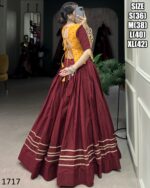 Bandhej Print And Kuchhi Work Blouses With Different Colours Of Cotton Lehengas For Navratri 2024