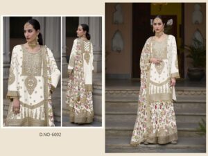 Indian And Pakistani Women's Chinon Sharara Salwar Kameez Suits Can Be Worn In Wedding