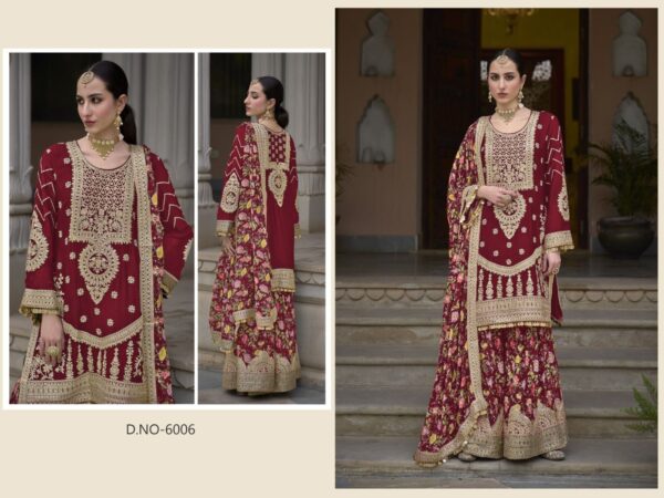 Indian And Pakistani Women's Chinon Sharara Salwar Kameez Suits Can Be Worn In Wedding