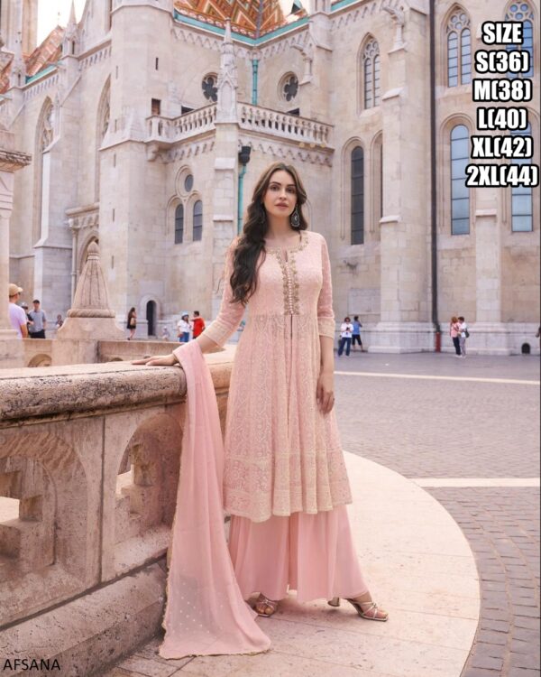 Glamorous Embroidery Work In Different Colors Of Georgette Fabric Plazo Suits For Festive Season