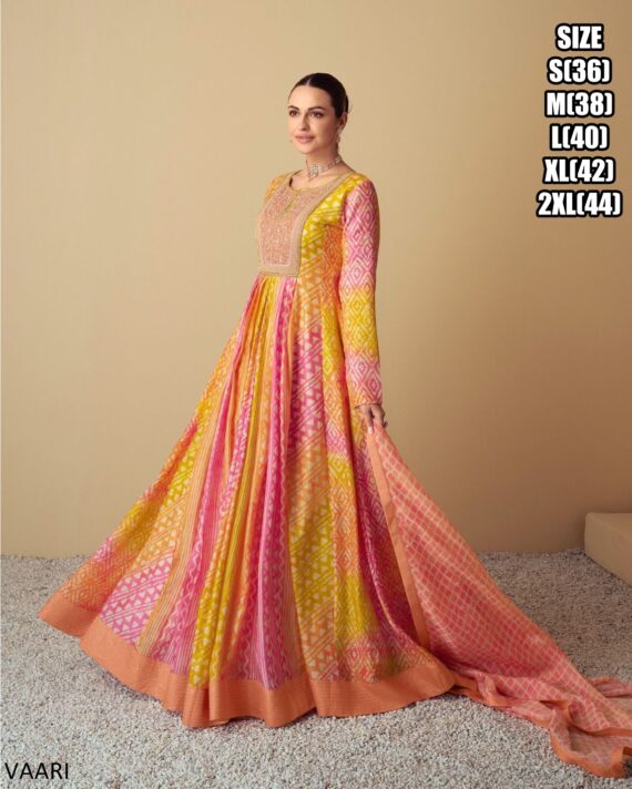 Introducing Our Exquisite Digital Printed Designer Muslin Gown Dress, That Is Parfect For Any Occasion