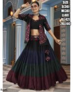 This Outfit Can Wear In A Navratri Festival In Features A Stylish Crop Top, Jacket And Matching Lehengas Made From Viscose Rayon