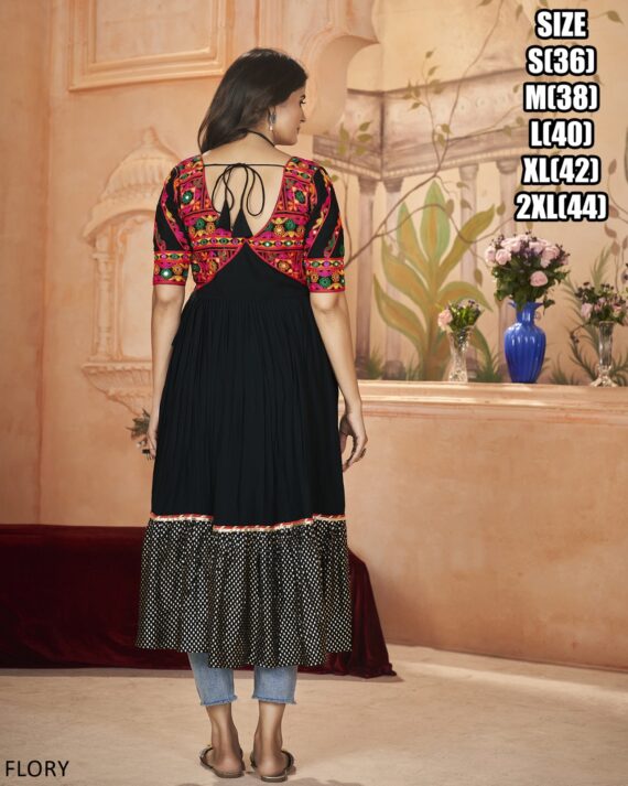 New Launching Navratri Special Beautiful Embroidery Work Rayon Kurti Collection 2024