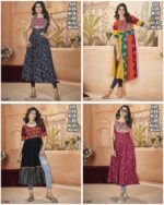 New Launching Navratri Special Beautiful Embroidery Work Rayon Kurti Collection 2024