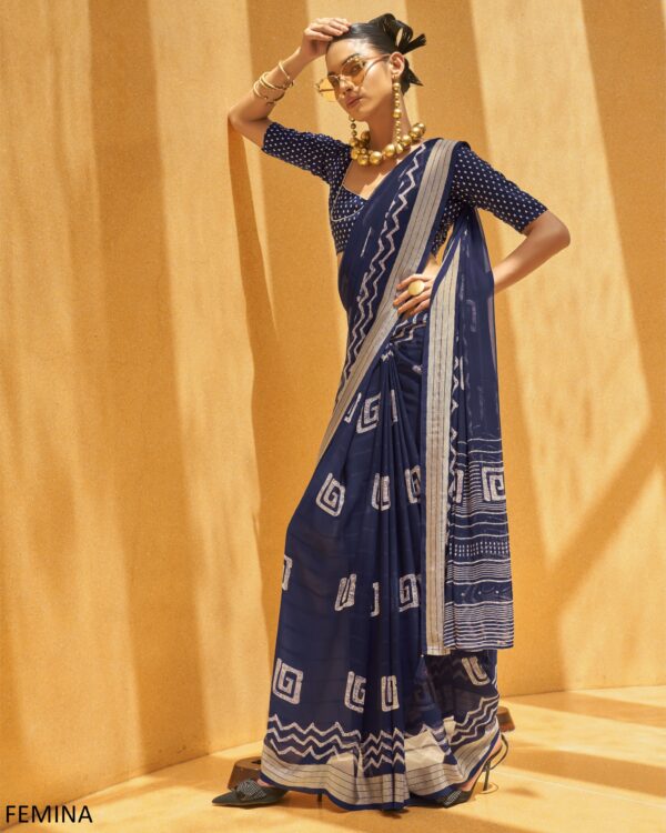 Saree In Georgette With Un-Stitched Blouse Piece For Parties And Festivals Wear