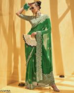 Saree In Georgette With Un-Stitched Blouse Piece For Parties And Festivals Wear