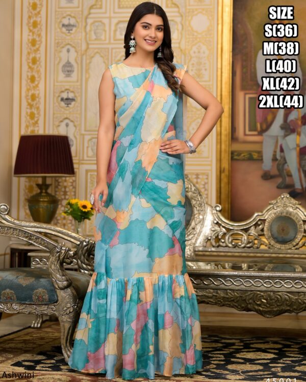 In Modern Styles Party Wear Designer Ready To Wear Sarees With Different Colours And Designs