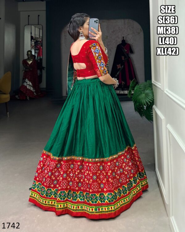 Navratri Special Printed And Original Mirror Work Dola Silk Latest Lehenga Choli
