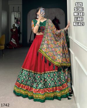 Navratri Special Printed And Original Mirror Work Dola Silk Latest Lehenga Choli
