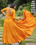 Presenting Navratri Festival Ready To Wear Kutchi Gamthi Work Yellow Colour Anarkali Gown