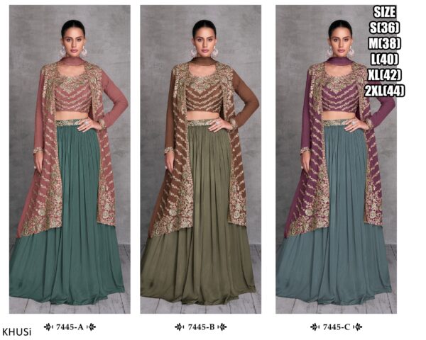 Premium Quality Chinon Fabric Party Wear Readymade Three Piece Designer Embroidery Work Set