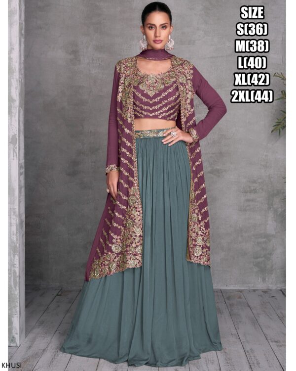 Premium Quality Chinon Fabric Party Wear Readymade Three Piece Designer Embroidery Work Set