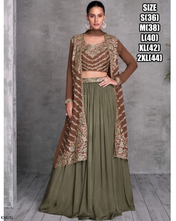 Premium Quality Chinon Fabric Party Wear Readymade Three Piece Designer Embroidery Work Set