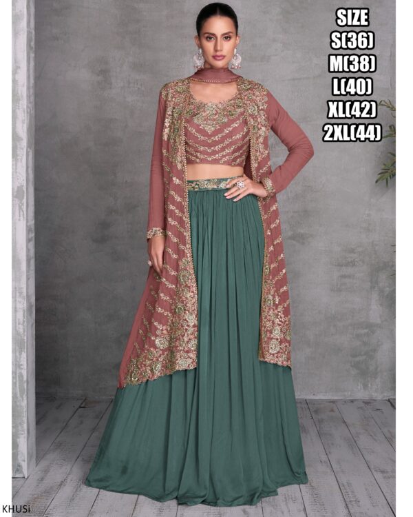 Premium Quality Chinon Fabric Party Wear Readymade Three Piece Designer Embroidery Work Set