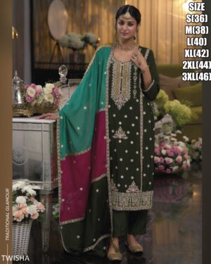 Latest Collection Of New Style Indian Designer And Festive Wear Heavy Chinon Salwar Suits