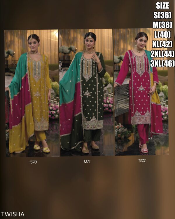 Latest Collection Of New Style Indian Designer And Festive Wear Heavy Chinon Salwar Suits