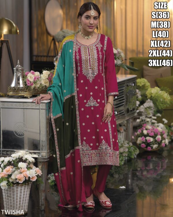 Latest Collection Of New Style Indian Designer And Festive Wear Heavy Chinon Salwar Suits