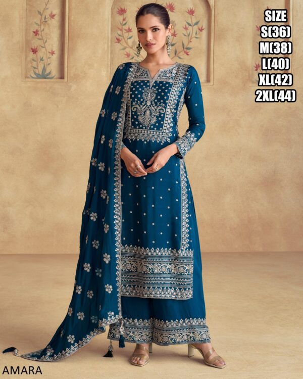 Premium Chinon Silk Embroidered Salwar Kameez For Indian Women Wedding To Wear