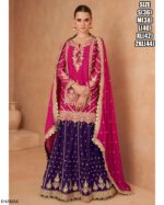 Ready To Wear Festival Outfit In Intricate Embroidery Work In Chinon Skirt, Top And Dupatta