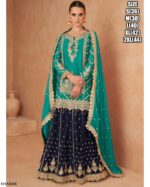 Ready To Wear Festival Outfit In Intricate Embroidery Work In Chinon Skirt, Top And Dupatta