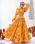 Introducing This Stunning Two Piece Floral Digital Printed Tier Lahenga With Crop Top Collection 2024