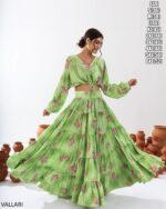 Introducing This Stunning Two Piece Floral Digital Printed Tier Lahenga With Crop Top Collection 2024