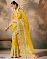 Designer Munga Silk Un-Stitch Ethnic Wear Saree With Blouse For Any Special Occasions