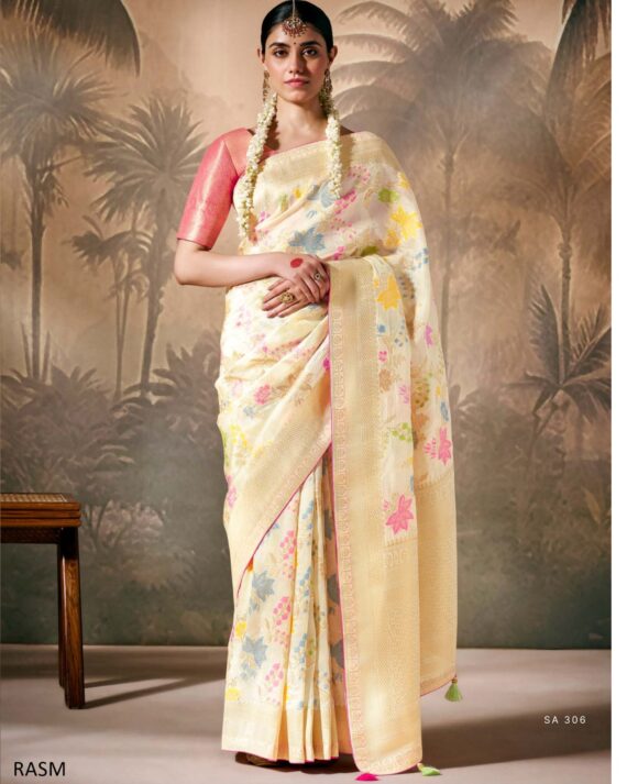 Designer Munga Silk Un-Stitch Ethnic Wear Saree With Blouse For Any Special Occasions