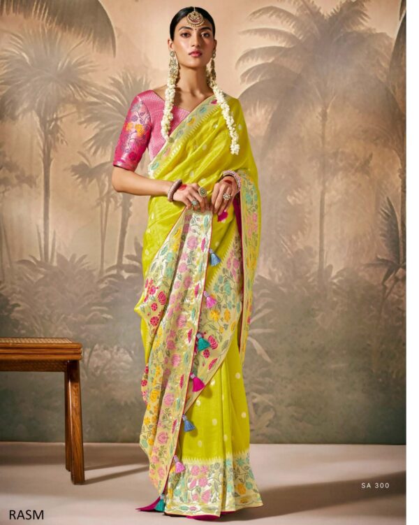 Designer Munga Silk Un-Stitch Ethnic Wear Saree With Blouse For Any Special Occasions