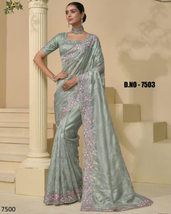 A Stunning Collection Of Party Wear Designer Un-Stitch Saree With Blouse