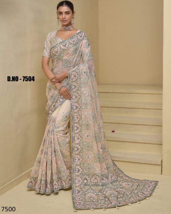 A Stunning Collection Of Party Wear Designer Un-Stitch Saree With Blouse