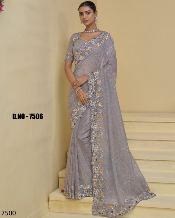 A Stunning Collection Of Party Wear Designer Un-Stitch Saree With Blouse