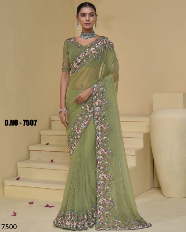 A Stunning Collection Of Party Wear Designer Un-Stitch Saree With Blouse