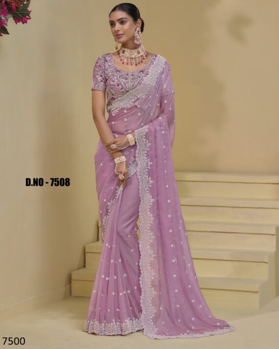 A Stunning Collection Of Party Wear Designer Un-Stitch Saree With Blouse