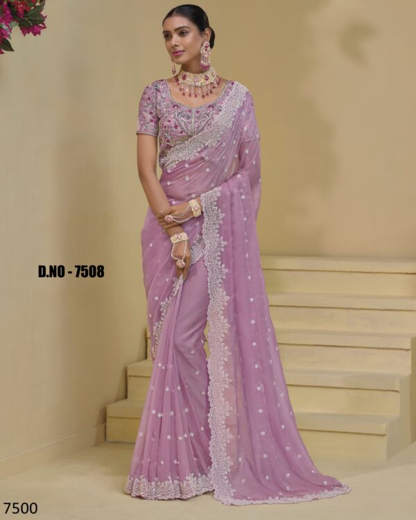 A Stunning Collection Of Party Wear Designer Un-Stitch Saree With Blouse