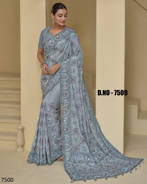 A Stunning Collection Of Party Wear Designer Un-Stitch Saree With Blouse