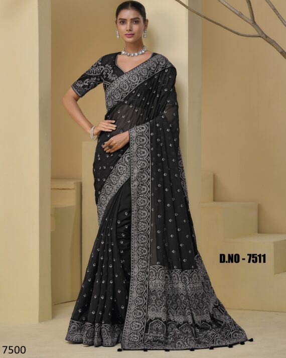 A Stunning Collection Of Party Wear Designer Un-Stitch Saree With Blouse