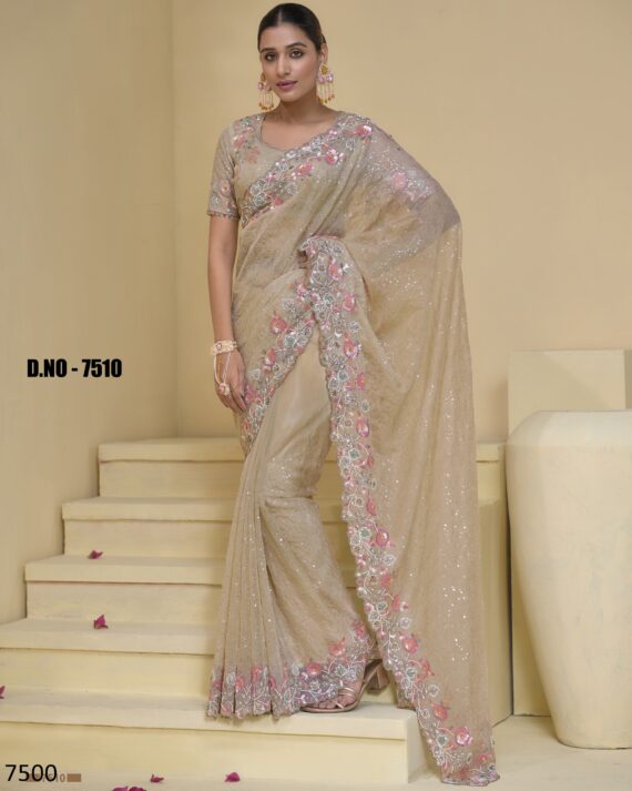 A Stunning Collection Of Party Wear Designer Un-Stitch Saree With Blouse