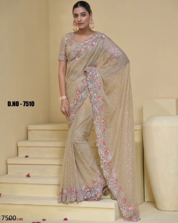 A Stunning Collection Of Party Wear Designer Un-Stitch Saree With Blouse